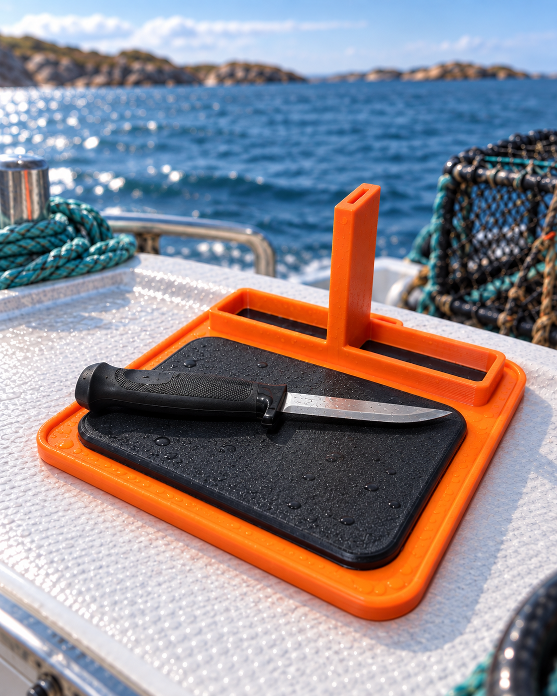 Agnbrett for båt – med kniv og integrert knivholder